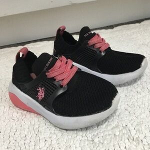 US POLO ASSN. Pink Black Little Girls Slip on Sneaker size 7C(Toddler)